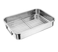 GSV Essentials Stainless Steel Roasting Tin Tray, Heat Resistant, Long-Lasting, Lightweight, Ideal for Meat, Baking, Vegetables, Fish, Easy Cleanup, 32x23x6cm