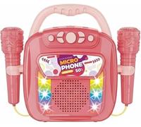 GSV Essentials Star Party Kids Dual Microphone Karaoke Machine, Fun, Interactive, and Portable Singing Toy with Colorful LED Lights, Adjustable Volume, and Perfect for Parties, Playdates, (Pink)