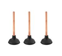 GSV Essentials Toilet Plunger with Wooden Handle, Ensuring Long-Lasting Use, Effective Unclogging Action, Clearing Blockages, Easy to Clean, Toilets, Sinks, Drains, Comfortable, (3 Pcs)