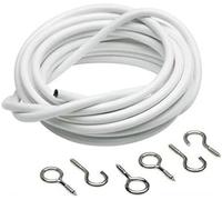 GSV Essentials White Window Net Curtain Wire, Voiles Cord Cable With Hooks, Adjustable Length, Easy To Install, Durable Construction, Portable Design, Long-Lasting (2Metre)