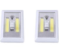 GSV Essentials Wireless Light Switch - Battery Operated, COB LED, White, Toggle Switch, ON-OFF Operation, 2 Pack