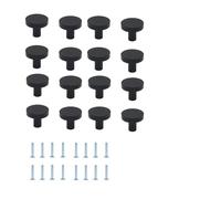 GsvUbd 5/8/16/30/50 Piece Cabinet Knob, Solid Dressing Table Drawer Kitchen, Matte Black Single Hole Round for Cabinets and Drawers (16Pcs with Screws)