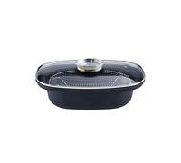 GSW 414593 Aroma Roasting Dish with Insert 39 x 25 cm Carbon Steel Rustproof Stainless Steel Glass Black
