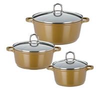 GSW Stahlwaren GmbH Cast Aluminium Cookware Set, Gold/Black/Clear, 3-Piece