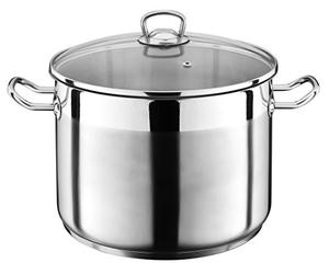 GSW Stahlwaren GmbH Jumbo Cooking Pot, Silver/Clear, 30 x 24 cm, 17 Litre