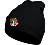gswirmchsq Frog Mushroom Beanie Hat, Cute Embroidery Winter Knit Skull Cap Mushroom Frog Gifts for Adult Men Women, Red, One size
