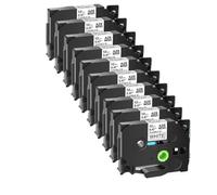 GSwReJ 10PK 6 9 12 18 24mm Flexible ID Laminat Compatible With TZE-FX211 221 231 241 251 Black On White Tape For Compatible Label Printers