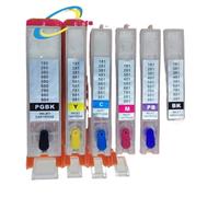 GSwReJ 1Set Empty Refillable Ink Cartridges Compatible With Printer Models TS6110 TS6210 TS701 For Part Number PGI180 CLI181(6Colors without Chip)
