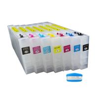 GSwReJ 300ML 7 Pack Refillable Ink Cartridges For Compatible Large Format Printers With Chip Resetter(Cartridge w resetter)
