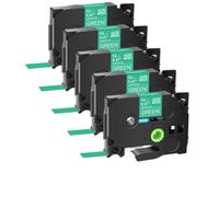 GSwReJ 5 Pack Compatible 12mm Label Tape Laminated White On Green Cartridge Cassette Works With PT-1000 PT-H101C PT-H105 And Similar Label Printers Replaces TZe-735