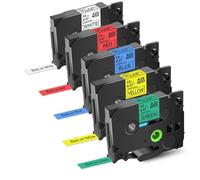 GSwReJ 5pcs Multi Colored Label Tape 9mm 12mm 18mm 24mm Compatible With TZE-231 431 531 631 Laminated Label Ribbon For PTD410 Printer And Similar Models