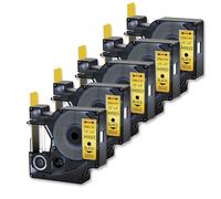 GSwReJ 5PK 12mm Black On Label Tape Compatible With D1 Tape 45023 For LabelManager 100 120P 150 260P 280 And Similar Label Printers