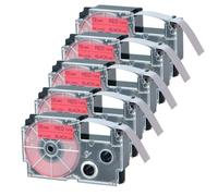 GSwReJ 5PK Black On Red Standard Labels 12mm X 8m Compatible For KL-60 KL-120 KL-HD1 KL-P350W KL-430 Label Printer Works With AR-12RD Type Models