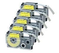 GSwReJ 5PK Black On Yellow Standard Labels 12mm X 8m Compatible With Label Printer Models Similar To AR-12YW KL-60 KL-120 KL-HD1 KL-P350W KL-430