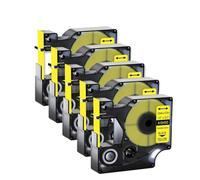 GSwReJ 5PK Compatible Label Ribbon 12/19mm For 18490 18491 Printers Flexible Nylon Labels Black On Yellow Works With 4200 5200 Label Makers