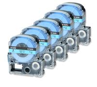 GSwReJ 5PK Compatible Labels 047inch AC12BW Black On Blue For LW400 LW300 LW700 LW600P K200BL Label Printer Works With Standard Label Printers