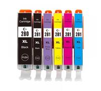 GSwReJ Compatible Ink Cartridge PGI-280 CLI-281 For TR7520 TR8520 TS6120 TS8120 TS9120 Printers(6pcs)