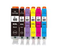 GSwReJ Compatible Ink Cartridges For PGI-480 CLI-481 Suitable For TS8140 TS8240 TS9140 Printers 480 481 480XL 480XXL(6PCS)