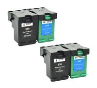 GSwReJ Compatible Ink Cartridges For PSC 1510 1513 2355 C3100 C3110 C3150 460c 5740 5745 6520 6540 338XL 343XL(BK(2PC) COLOR(2PC))