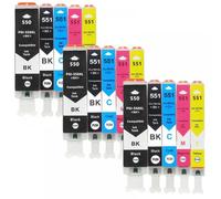 GSwReJ Compatible PGI550 CLI551 XL Ink Cartridge For MG7150 MX725 IX6850 MG5450 IP7200 Printers(3 SET 15PCS)