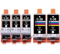 GSwReJ Compatible Printer Cartridges For IP100B IP100 IP100V IP110 IP110+ Includes 3 Black And 2 Color