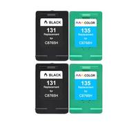 GSwReJ Compatible Refilled Ink Cartridges For 131 135 Replacement For Photosmart C3100 C3183 C3150 C3180 PSC 1500 1510 1513 1600(2BK 2COLOR)