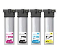 GSwReJ Compatible T10W Ink Cartridge Capacity 4 Pack Black Cyan Magenta Yellow For Printer Replacement T10W100 T10W200 T10W300 T10W400