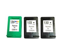 GSwReJ Einkshop Compatible Ink Cartridge For 132 136 For Various Printers Including Photosmart 2573 C3183 D5163 1513 Officejet 6213 PSC 1513(2BK 1C)