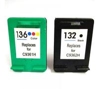 GSwReJ Einkshop Compatible Ink Cartridges Replacement For 132 136 For Photosmart C3183 D5163 1513 C3100 Officejet 6213 5443 D4163 Printers(1set)