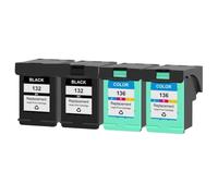 GSwReJ KMCYinks Compatible Ink Cartridge Replacement For 132 And 136 For Photosmart 2573 C3183 D5163 Deskjet 5443 D4163 Printers(2BK2C)