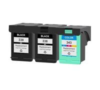 GSwReJ KMCYinks Compatible Ink Cartridges For 338 And 343 For Officejet 6200 6210 7210 7310 And Photosmart C3100 C3110 C3150 C3180(2BK1C)