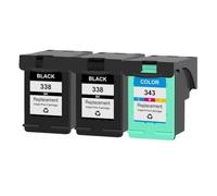 GSwReJ KMCYinks Replacement Ink Cartridges 338 343 338XL 343XL Compatible With Various Deskjet And Officejet Printers(2BK1C)