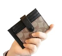 GSXLZ Business Card Holders Short Small Wallets Fold Card Holder ID Bag Coin Purse Ladies Wallets Anti-degaussing Card Holder(Color1)