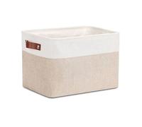 GSXLZ Fabric Storage Boxes Cube Canvas Fabric Storage Basket Clothes Folding Storage Box For Toy Organizer Laundry Basket With Handle(Chocolate,41x31x20cm)