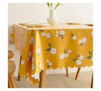 GSXLZ Waterproof Tablecloth PVC Square Tablecloth Rectangle Waterproof Table Cloth Tabletop Cover Oil Proof Wipeable Table Covers(Gardenia Pattern,90x150cm)