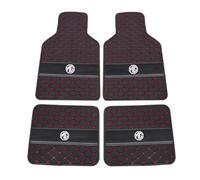GSXOZCET 4 Pcs Leather Car Floor Mats, for MG HS Trophy 2024 All-Weather Car Mats Tailored Car Mats Floor Liners Anti Slip Mat,Waterproof Hard Wearing,Black Red