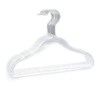 Gsycle 10PCS Plastic Clothes Hangers, 40cm Coat Hanger Glitter Transparent Crystal Seamless Clothes Racks for Closet Wardrobe (Silver Glitter)
