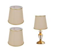 Gsycle 2Pcs Classic Beige Golden Edge Fabric Cylindrical Lamp Shades for E14 Table, Floor, Wall & Chandelier Lamps