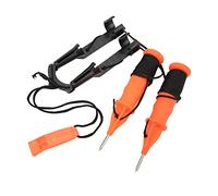 Gsycle 2PCS Ice Safety Picks with Emergency Whistle, Retractable Stainless Steel Ice Claws for Winter Fishing Skiing Hiking Survival Self Rescue Gear with ABS Handle for Snow Emergencies (black rope)