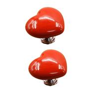 Gsycle 2PCS Love Heart Toilet Button Pusher, Toilets Flusherbutton Replacement Toilet Flusher Top Push Button for Women Long Nail (Red)