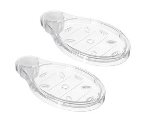 Gsycle 2Pcs Shower Rail Soap Holder, Acrylic Transparent Shower Soap Dish Shower Pole Soap Tray Clip-on Bathroom Soap Holders for Home Use