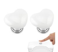Gsycle 2PCS Toilet Button Pusher, Universal Love Heart Shaped Toilet Tank Push Press Flush Buttons Toilet Press Flush Button Replacement for Home Bathroom Toilet(White)