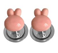 Gsycle 2PCS Toilet Push Button, Love Heart Shaped Toilet Tank Button Universal Toilet Press Button Replacement for Home Bathroom Toilet (Pink Rabbit)