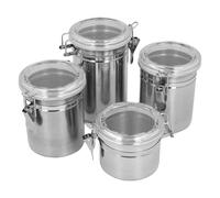 Gsycle 4 PCS Stainless Steel Airtight Canister, Multiple Sizes Kitchen Containers Storage Set Food Storage Container With Clear Lid For Sugar Flour Tea Candy Cookie