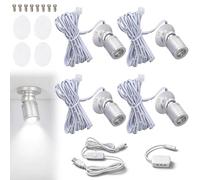 Gsycle 4Pcs LED Display Spot Lights, 5V USB Dimmable Spot Small Up Lights Mini Spotlight Uplights Indoor Floor Spot Light Jewelry Spotlight for Jewelry Showcase Porch Entryway (White Light)