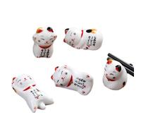 Gsycle 5PCS Cat Chopsticks Rest Set, Chinese Paint Brush Rests Chopstick Holder Cat Mini Cat Ornaments Ceramic Chopsticks Holder Rack for Dinner Fork Spoon Knife Tableware