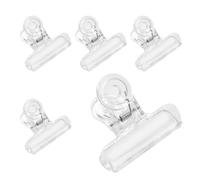 Gsycle 5Pcs Chip Clips, Plastic Clear Clips Clamps Bulldog Clips Food Bag Clips Paper Clips Air Tight Seal Clamps Chip Hinge Clips for Home Office(L)