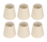 Gsycle 6PCS Linen Fabric Lampshades, Clip LampShades Small Candle Chandelier Lamp Shades Barrel Small Lamp Shade Clip On Bulb for Table Chandeliers Wall Floor Lamp Replacement, 5.5x5.2x3.5inch