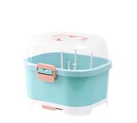 Gsycle Baby Bottle Drying Rack Container, Nursing Cutlery Box Container with Cover Nursing Bottle Storage Box with Drainer for Cabinet Organizer(Green)