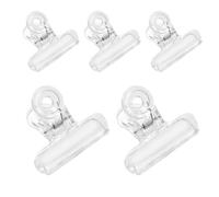 Gsycle Chip Clips, 5Pcs Plastic Clear Clips Clamps Bulldog Clips Bag Clips for Food Paper Clips Air Tight Seal Clamps Chip Hinge Clips for Home Office(M)
